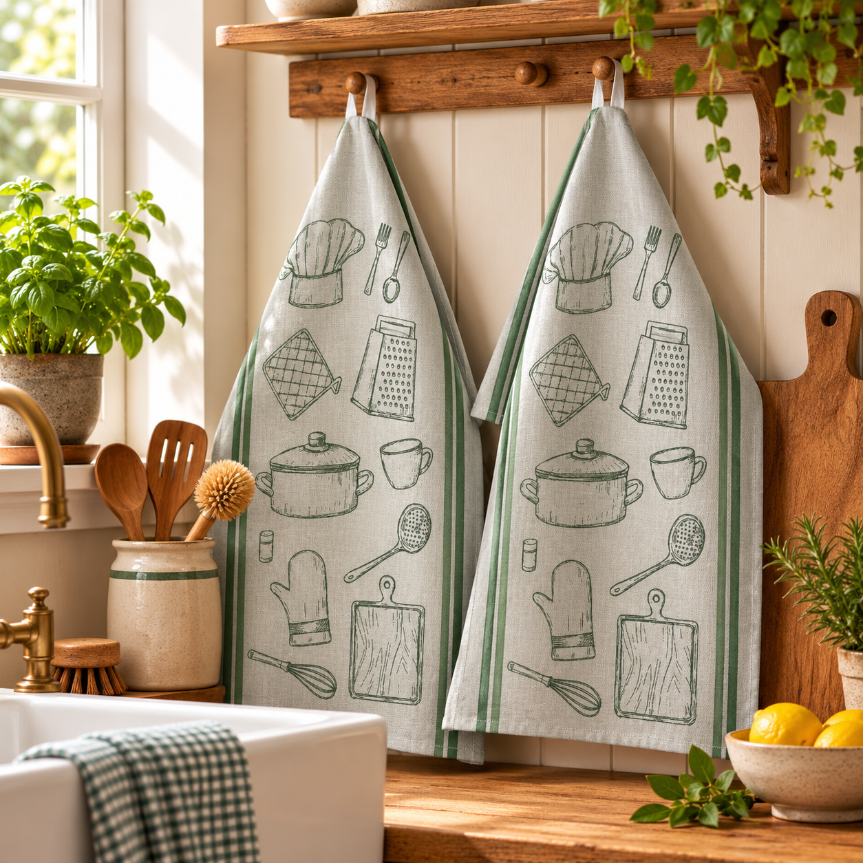 Viskestykke, Atelier, Grøn, 50x70cm, Bomuld, Lasa