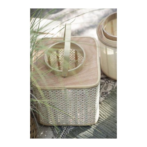 Lanterne m/papirside og glasindsats Vista firkantet, glasindsats :11,5 cm, IBL