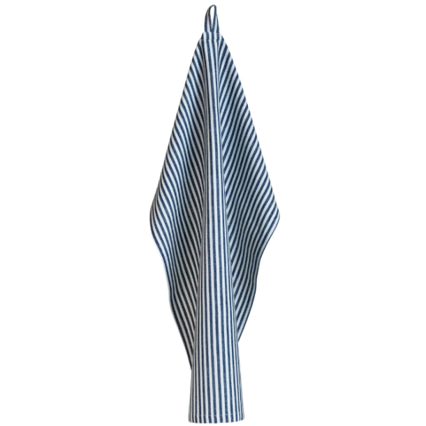 Viskestykke, M�rkebl�/Hvide striber, 50x70cm, bomuld, SP