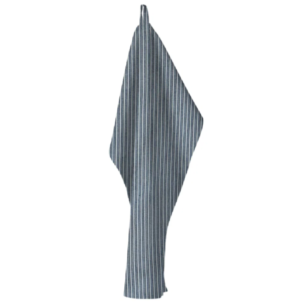 Viskestykke, M�rkebl�/Hvide striber, 50x70cm, bomuld, SP