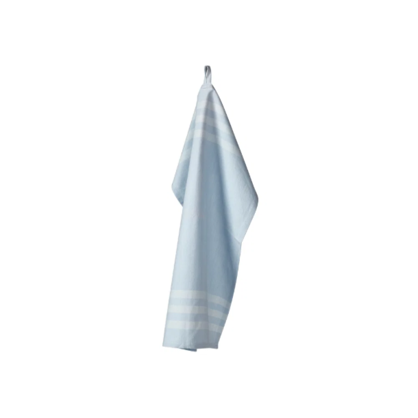Viskestykke, Lysebl� m/ brede melange hvide striber, 50x70 cm, bomuld, SP