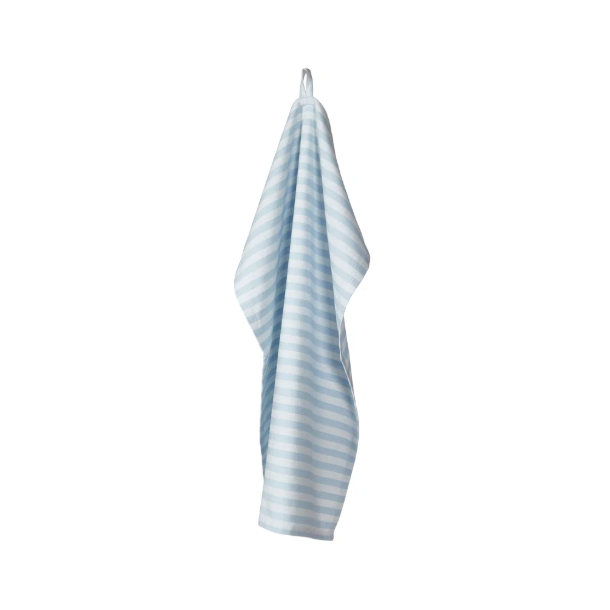 Viskestykke, Lysebl�/Hvide melange striber, 50x70cm, bomuld, SP