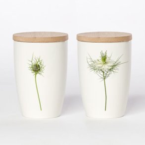 Krus med Bambusl�g, Hvid Nigella, 36 cl.