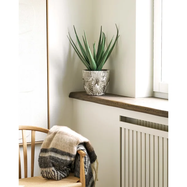 Fur urtepotte i gr�n/hvid keramik � �20 cm