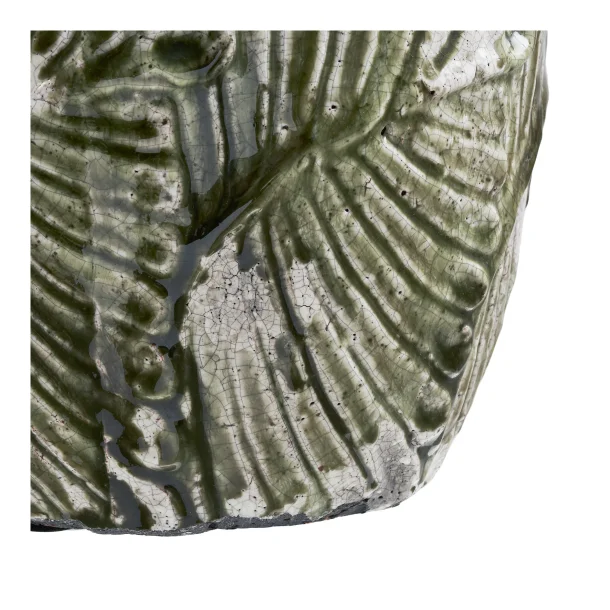Fur urtepotte i gr�n/hvid keramik � �20 cm
