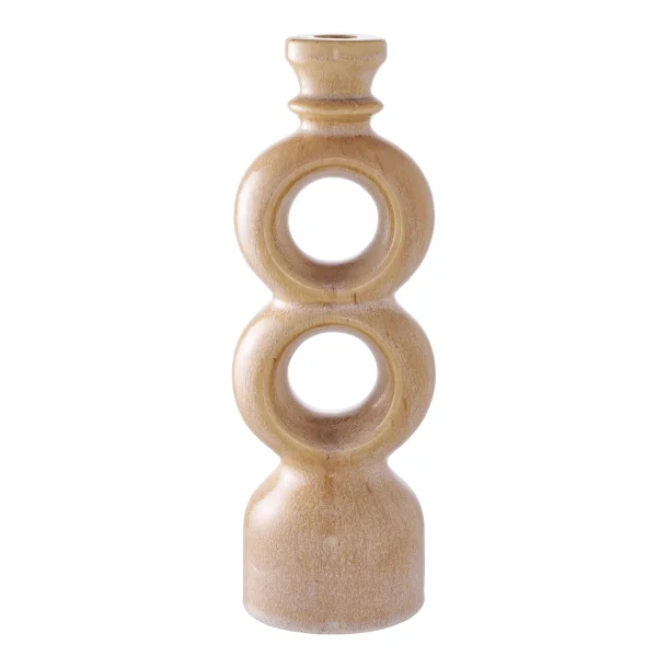 R�m� lysestage i brun keramik � H30,5 cm