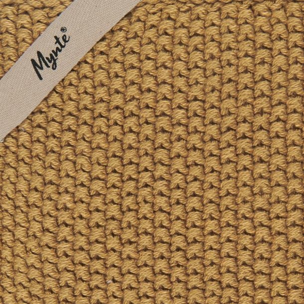 Grydelap Mynte - Mustard strikket 22x22 cm.