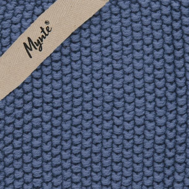 Grydelap Mynte - Cornflower strikket 22x22 cm.