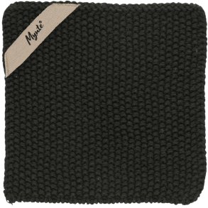 Grydelap Mynte - Pure black strikket 22x22 cm.