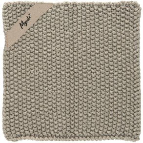 Grydelap Mynte - Sand strikket 22x22 cm.