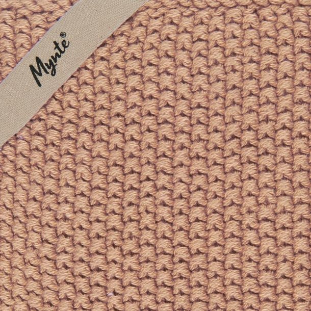 Grydelap Mynte - Faded rose strikket 22x22 cm.