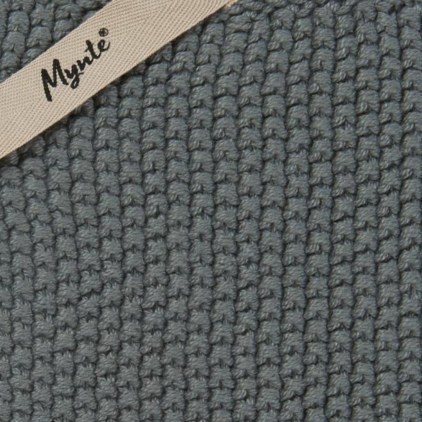 Grydelap Mynte - Mosgrn strikket 22x22 cm.