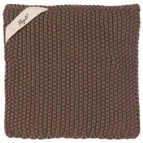 Grydelap Mynte - Cognac strikket 22x22 cm.