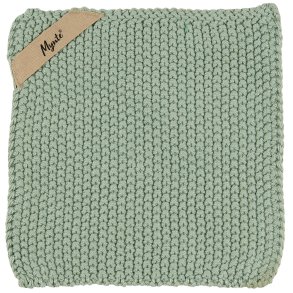 Grydelap Mynte - Stvgrn strikket 22x22 cm.