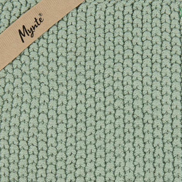 Grydelap Mynte - Stvgrn strikket 22x22 cm.