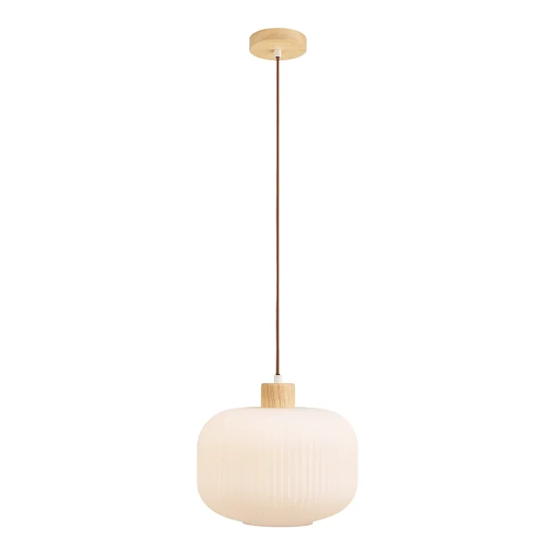 Sams� pendellampe i hvidt glas og tr� � �30 cm, E27