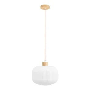 Sams� pendellampe i hvidt glas og tr� � �30 cm, E27