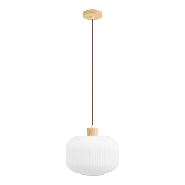 Sams� pendellampe i hvidt glas og tr� � �30 cm, E27