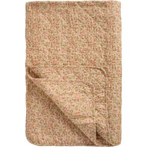 Quiltet vatt�ppe m/r�de, gr�nne og orange blomsterranker, Ib Laursen