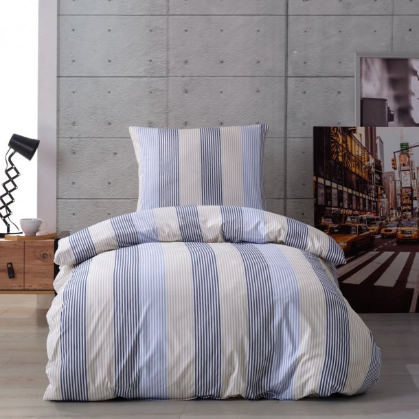 Sengetj, Charlotte, Renforc bomuld, Smalle bl striber