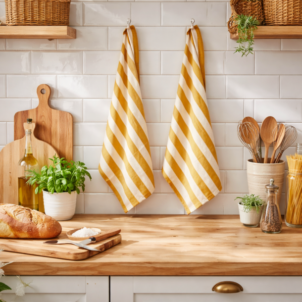 Viskestykke, Effi Stribet Karry, 50x70 cm, Bomuld, Lasa