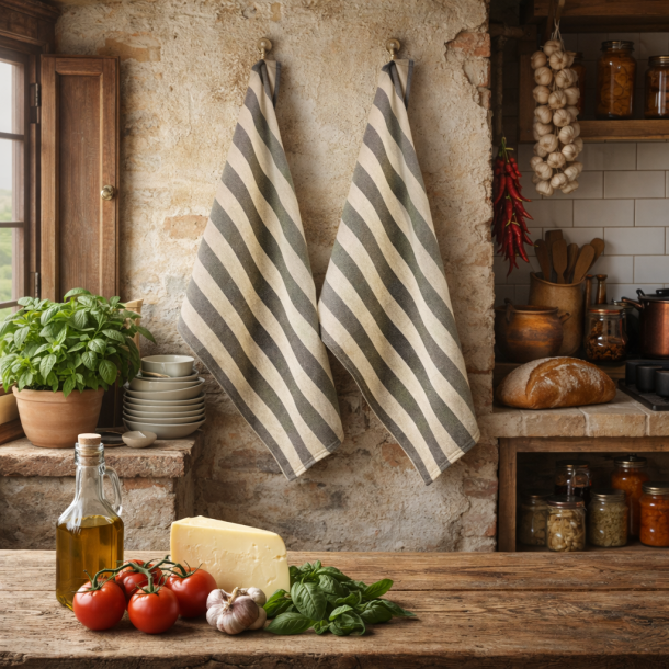 Viskestykke, Effi Strib Gr�, 50x70 cm, Bomuld