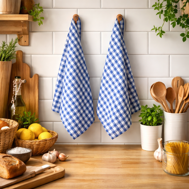 Viskestykke, K�kkentern, Bl�, 50x70cm, bomuld