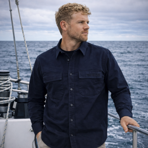 Heavyweight Overshirt i Navy - 100% bomuld