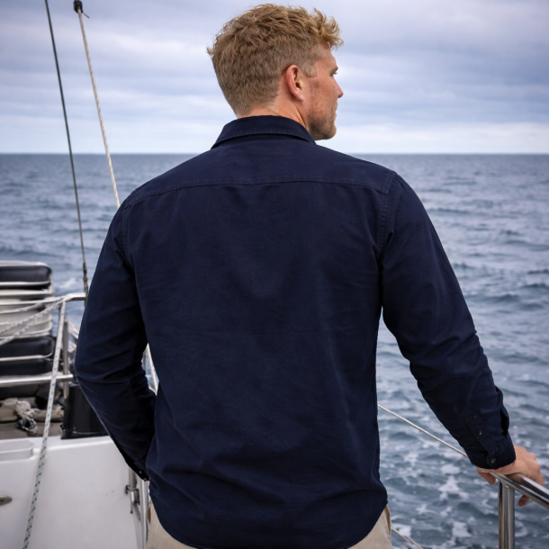 Heavyweight Overshirt i Navy - 100% bomuld