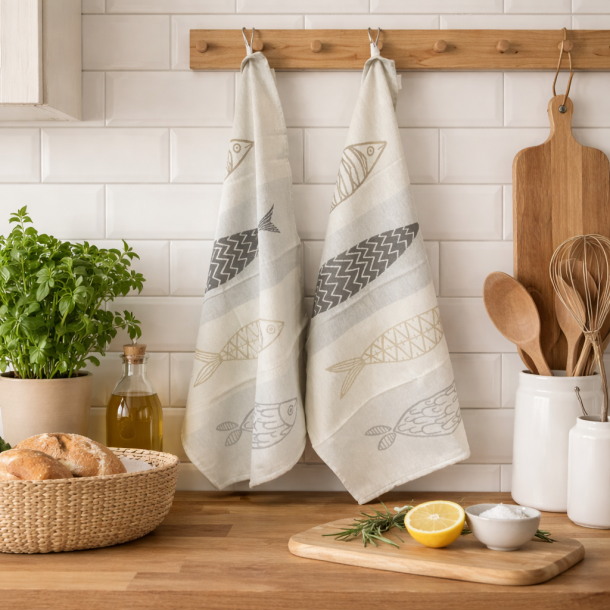 Viskestykke, Maris, Gr�/sand farvet fisk, 50x70cm, Lasa