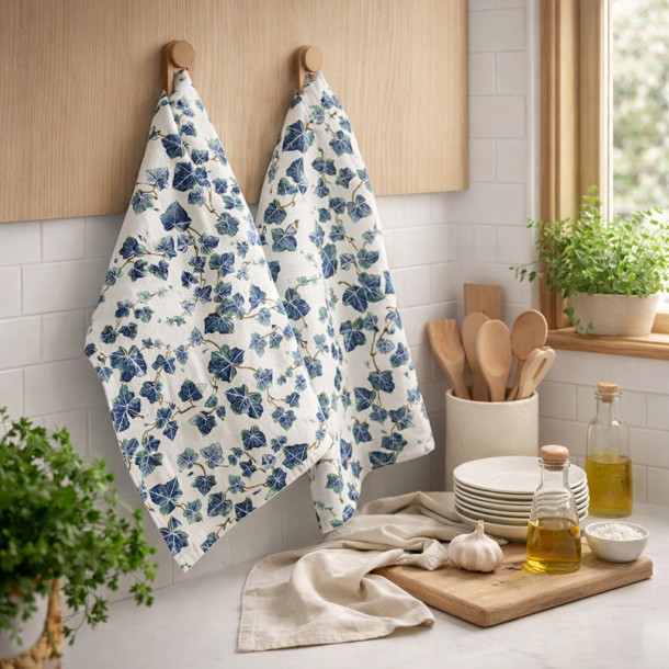 �kologisk viskestykke, Efeu, 48x70 cm.