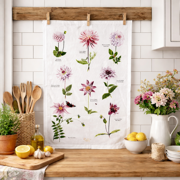 �kologisk viskestykke, Dahlia, 48x70 cm.