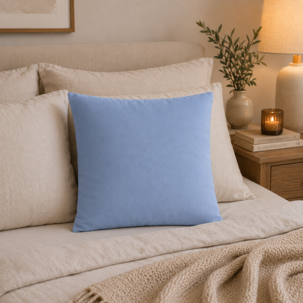 Pudebetr�k, Lysebl�, 60x63 cm, Bomuldssatin, Lynl�s, Skagen