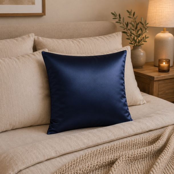 Pudebetr�k, M�rkebl�, 60x63 cm, Bomuldssatin, Lynl�s, Skagen