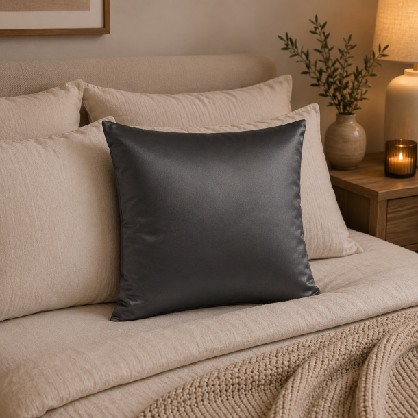 Pudebetr�k, Gr�, 60x63 cm, Bomuldssatin, Lynl�s, Skagen