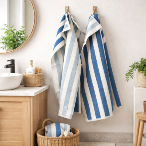 H�ndkl�de, Double Stripes, Lys bl�/ M�rk bl�