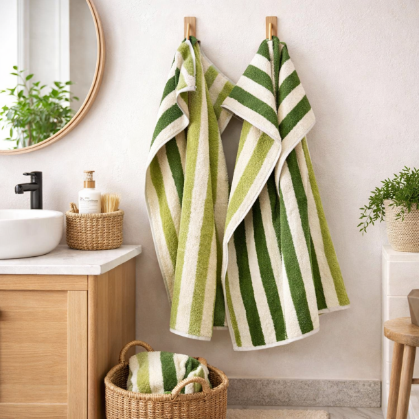 H�ndkl�de, Double Stripes, Lys gr�n/ M�rk gr�n