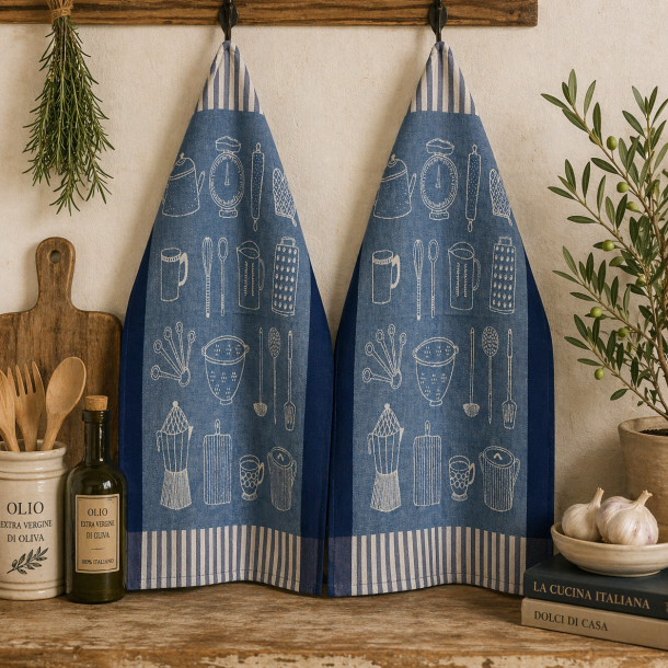 Viskestykke, Cucina, Bl�lige Nuancer, 50x70cm, bomuld