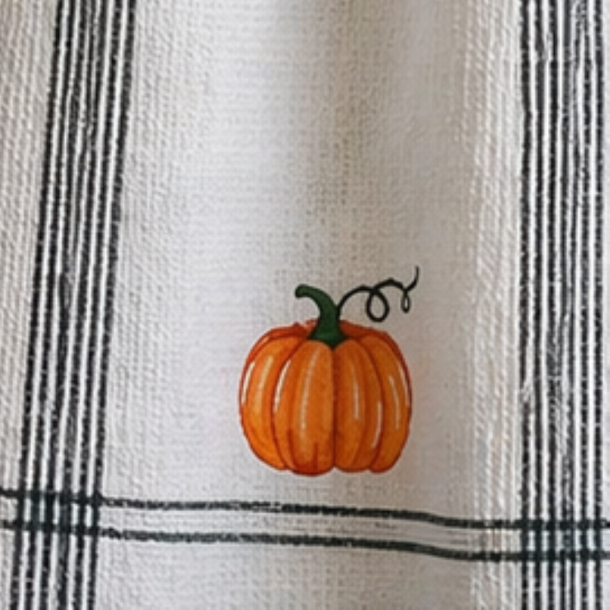 Viskestykke, Vaffelv�vet, Hvid med broderi af Gr�skar, 50x70cm, bomuld