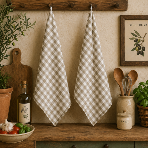 Viskestykke, K�kkentern, Sandfarvet, 50x70cm, bomuld