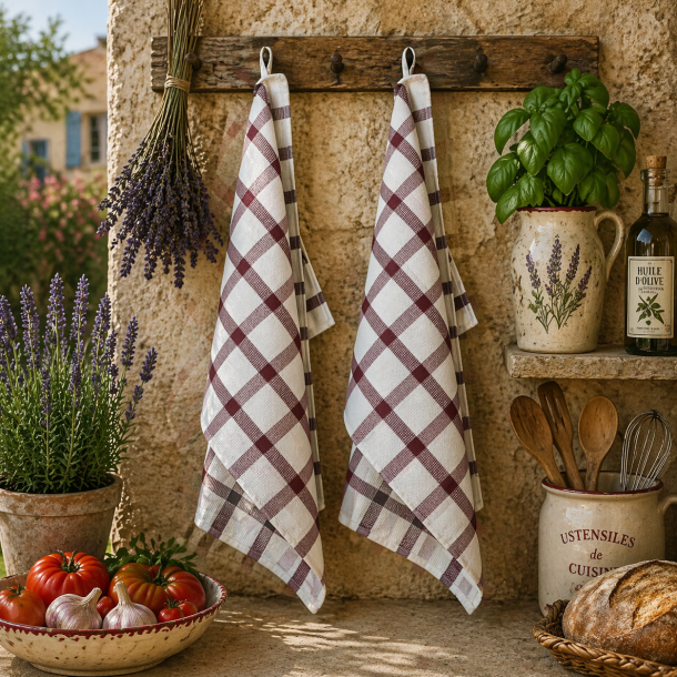 Viskestykke, Checks, M�rker�d, 50x70 cm