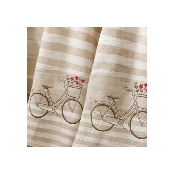 Viskestykke, Cykel M/blomsterkurv, 50x70cm, H�r/Bomuld