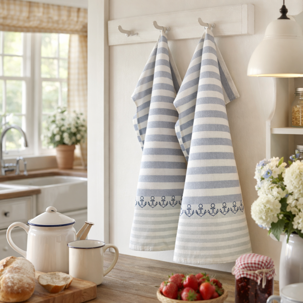 Viskestykke, Anker, 50x70cm, H�r/Bomuld