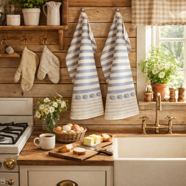 Viskestykke, Muslingskal, 50x70cm, H�r/Bomuld