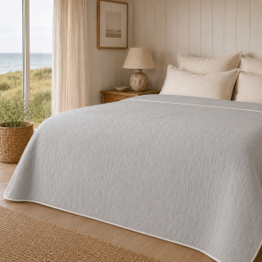 Senget�ppe, Ellen, Off White/Light Grey, Bomuld, 260x260 cm