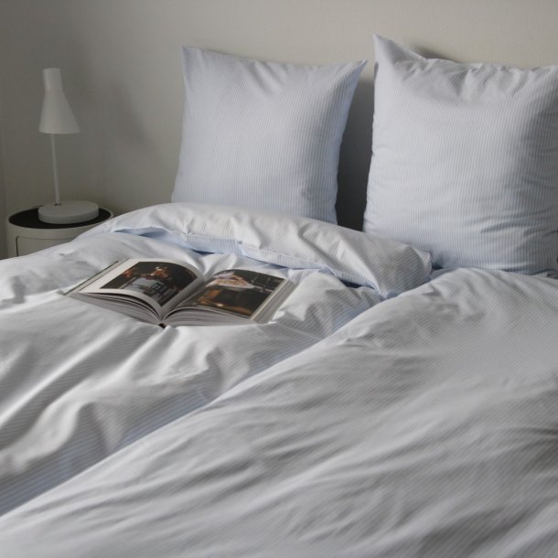 Pudebetrk, Emilie, Bomuldspercale, Lysebl striber 60x63 cm