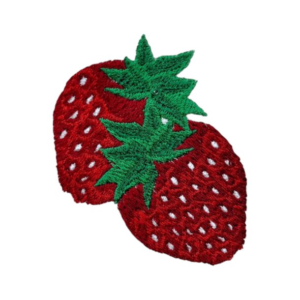 Viskestykke, Vaffelvvet, Hvid med broderi af Jordbr, 50x70cm, bomuld