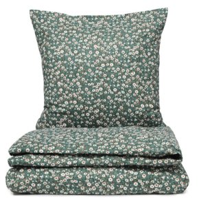 Senges�t i 100% sm�blomstret gr�n bomuldsflonel � bl�dt, varmt og romantisk - EG
