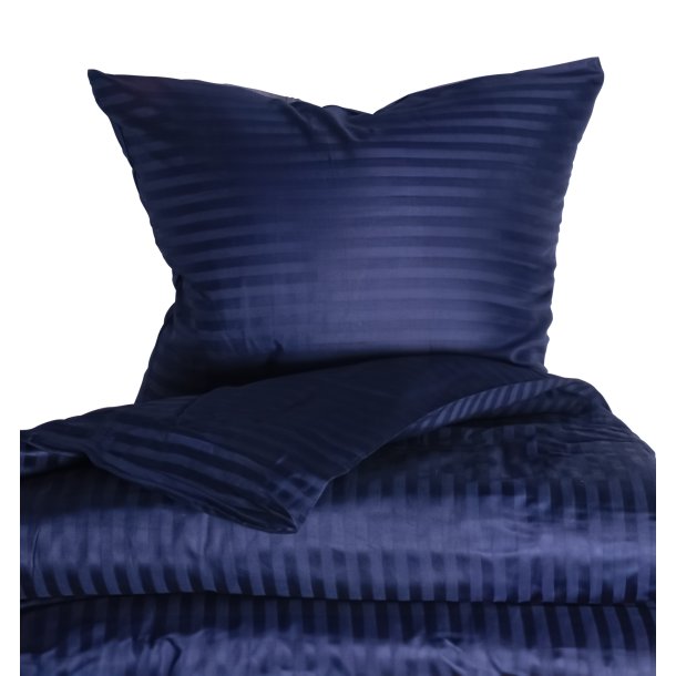 Sengetj, Elena, stribet bomuldssatin, Navy 140x200 / 60x63 cm (alm.)