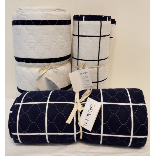 Sengetppe, Victoria, Bl/Hvid ternet, 100% bomuld, 220x220 cm